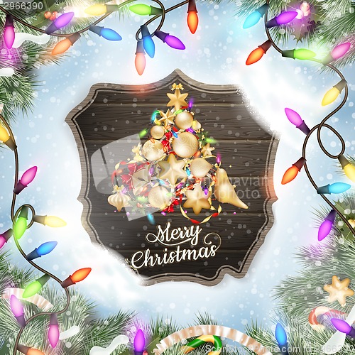 Image of Christmas card with baubles. EPS 10