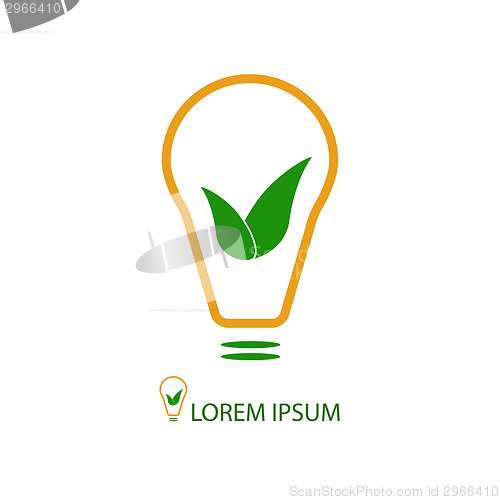 Image of Bulb with green leaves as eco energy sign