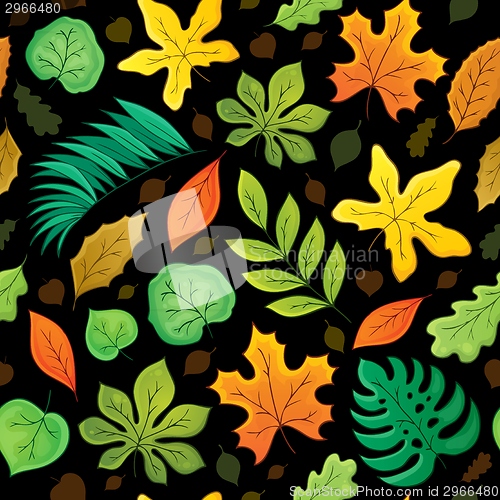 Image of Seamless background with leaves 4