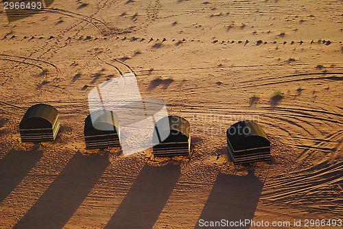 Image of Bedouin tents in Wadi Rum desert, Jordan