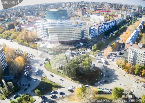 Image of Tyumen city quarters from helicopter. Russia