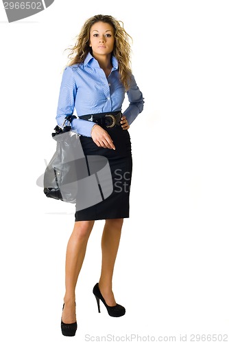 Image of Portrait of pretty girl with bag