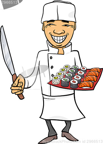 Image of japan sushi chef cartoon illustration