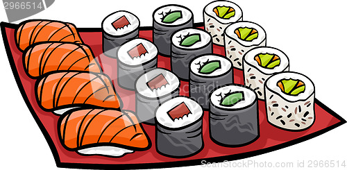 Image of sushi lunch cartoon illustration