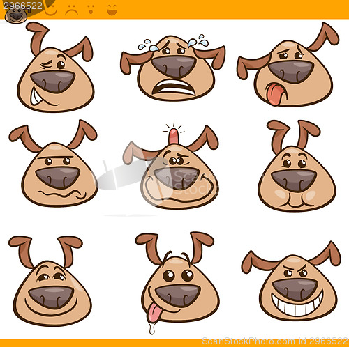 Image of dog emoticons cartoon illustration set