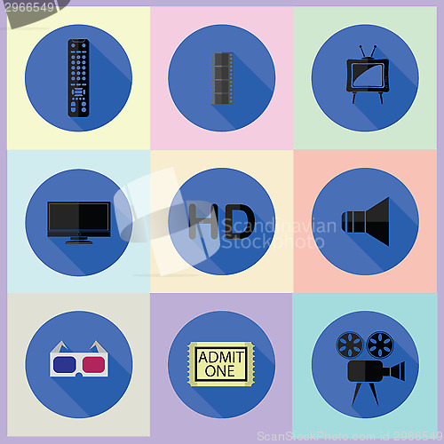 Image of set of media flat icons