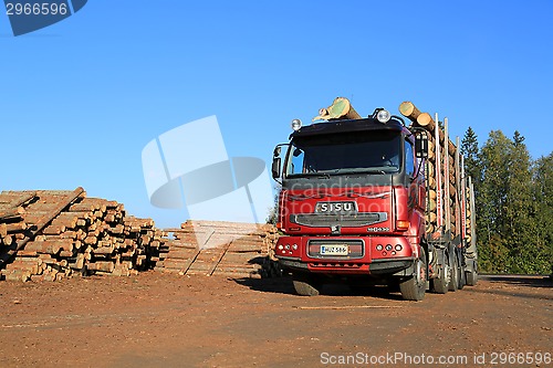 Image of Sisu timber truck at Sawmill Lumber Yard