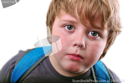 Image of closeup portrait of cute blond kid