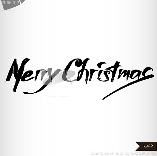 Image of Handwritten calligraphic watercolor Merry Christmas