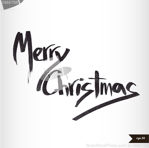 Image of Handwritten calligraphic watercolor Merry Christmas