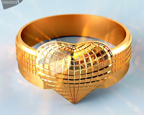 Image of Golden ring in the shape of a heart