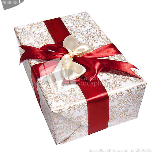 Image of packing tied by red ribbon