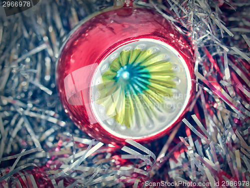 Image of Retro look Christmas bauble and tinsel