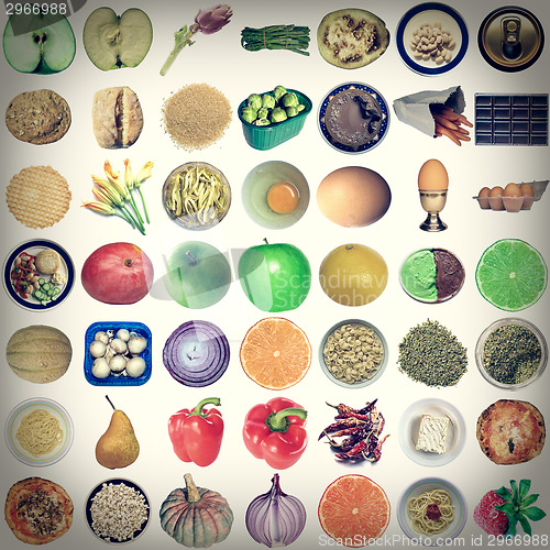 Image of Retro look Food collage isolated