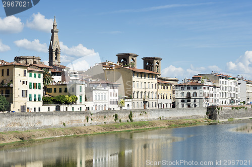 Image of Houses and river Arno Florence