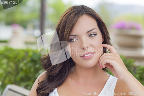 Image of Pretty Mixed Race Girl Portrait Outdoors