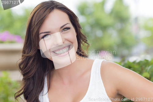 Image of Pretty Mixed Race Girl Portrait Outdoors
