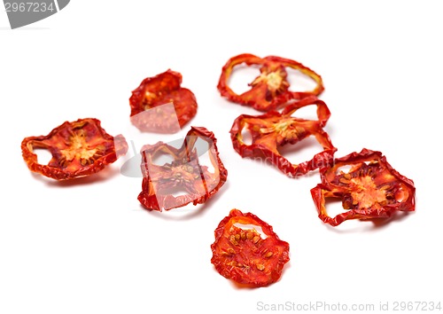 Image of Dried slices of tomato. Selective focus