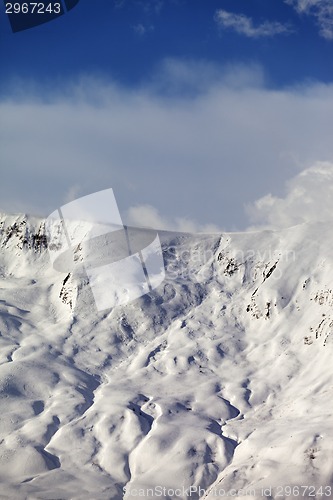 Image of View on sunlight off-piste slope