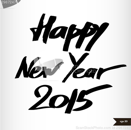 Image of Handwritten calligraphic watercolor Happy New Year