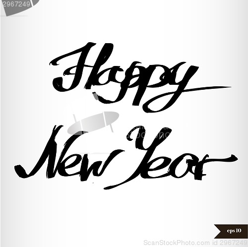 Image of Handwritten calligraphic watercolor Happy New Year