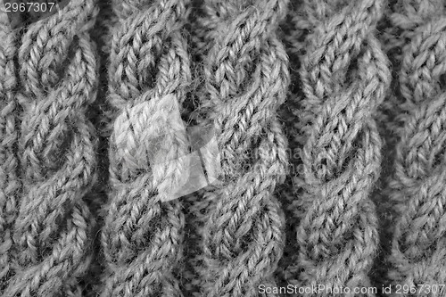 Image of Closeup of cable knitting stitch