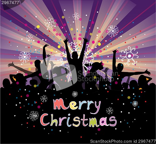 Image of Set of group peoples dance vector. Christmas flyer