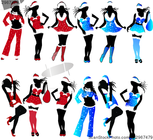 Image of Set of Christmas girls-vector
