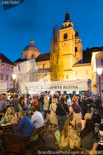 Image of Open kitchenfood market in Ljubljana, Slovenia.