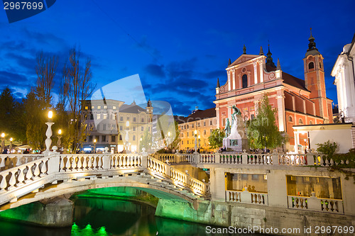 Image of Preseren square, Ljubljana, capital of Slovenia.