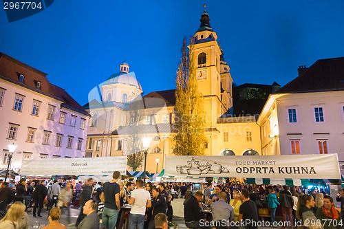 Image of Open kitchenfood market in Ljubljana, Slovenia.