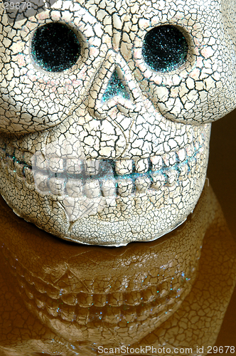 Image of halloween skull teeth reflection
