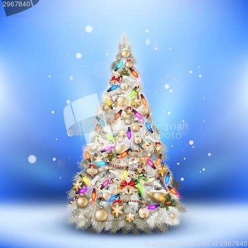 Image of Christmas Frost fir tree on light blue. EPS 10