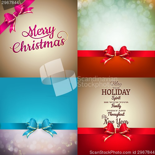 Image of Christmas decoration Set - ribbon bow with bokeh