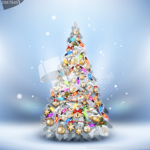 Image of Christmas Frost fir tree on light blue. EPS 10