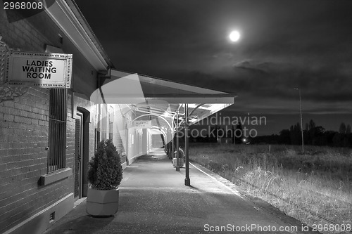 Image of Cowra Railway Station under a full moon