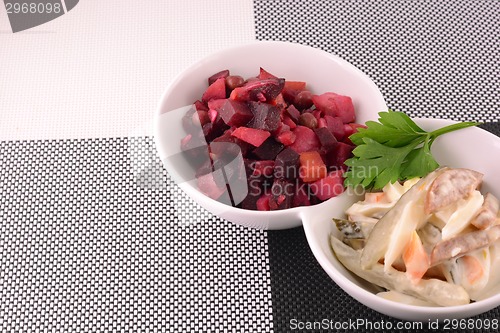 Image of Beets, Carrots, Turnips, Pickles and Onion Salad Known as Vinaigrette