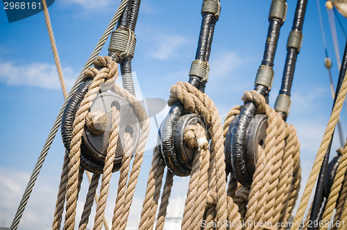 Image of Blocks and tackles of a sailing vessel