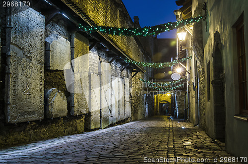 Image of Decorated for Christmas Street in Tallinn