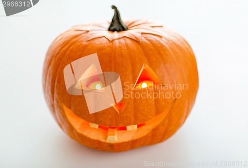 Image of close up of pumpkins on table