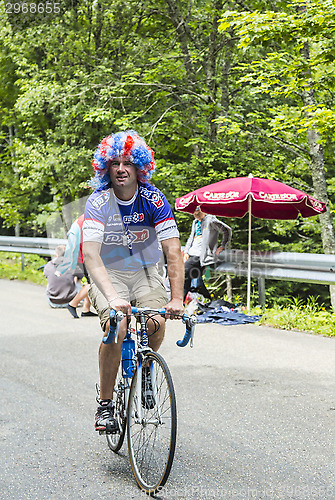 Image of Funny Amateur Cyclist During Le Tour de France