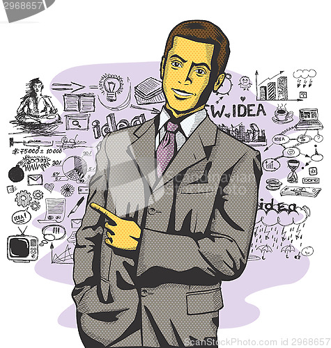 Image of Vector Business Man Show Something With Finger