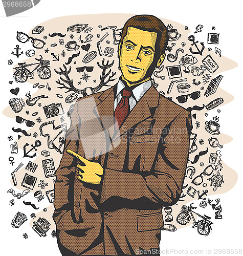 Image of Vector Business Man Show Something With Finger