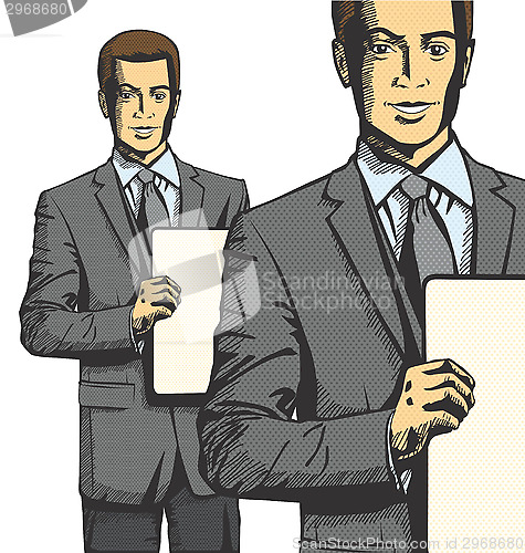 Image of Vector Business Man with Empty Write Board