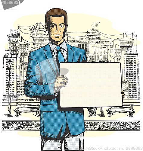 Image of Vector Business Man with Empty Write Board