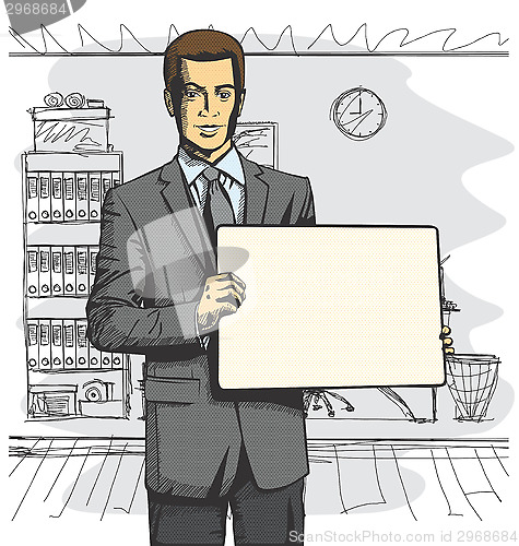 Image of Vector Business Man with Empty Write Board