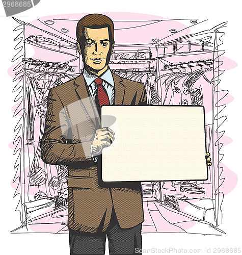 Image of Vector Business Man with Empty Write Board