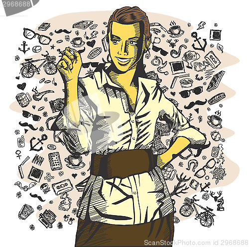 Image of Vector Business Woman Writing Something