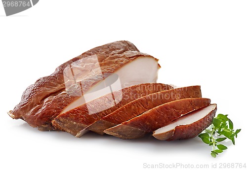 Image of sliced smoked chicken breast