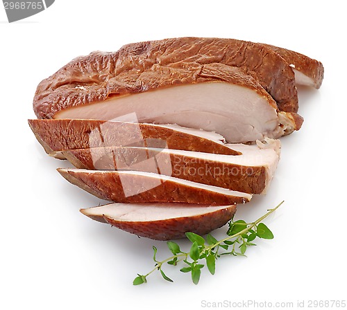 Image of sliced smoked chicken breast